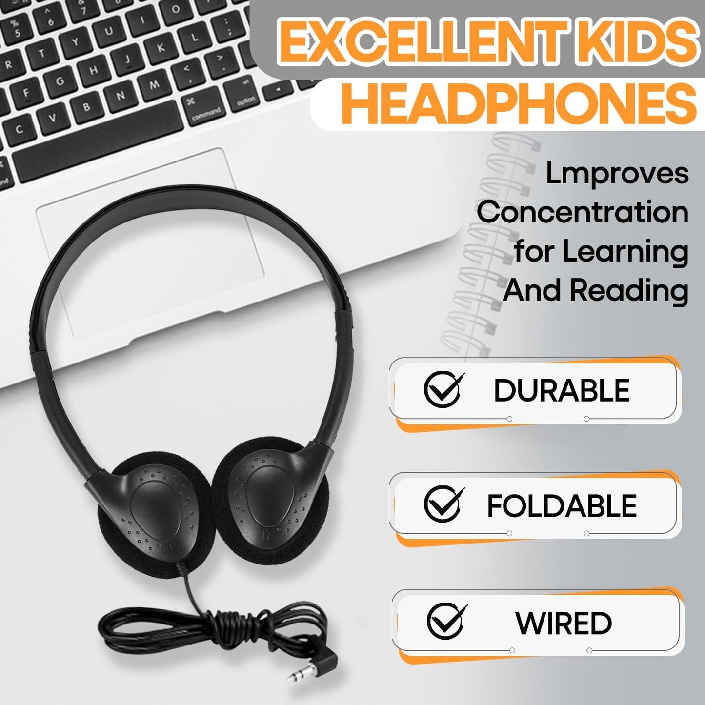 12 Pack Set (HY857,12 Kids Headphones Bulk for Classroom School Students, Durable Wholesale Class Headphones for Kids