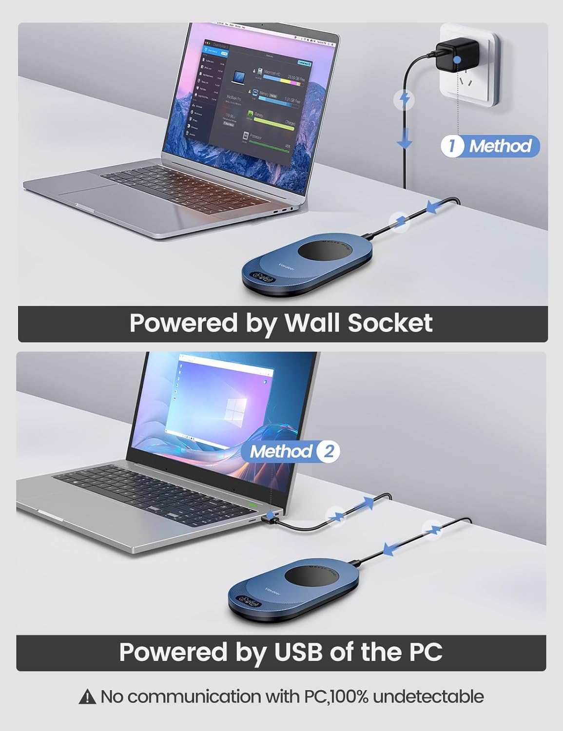 Vaydeer 3 Air Ultra Mouse Mover with APP, Ultra Slim Mouse Jiggler with Timer Function, Undetectable & Noiseless