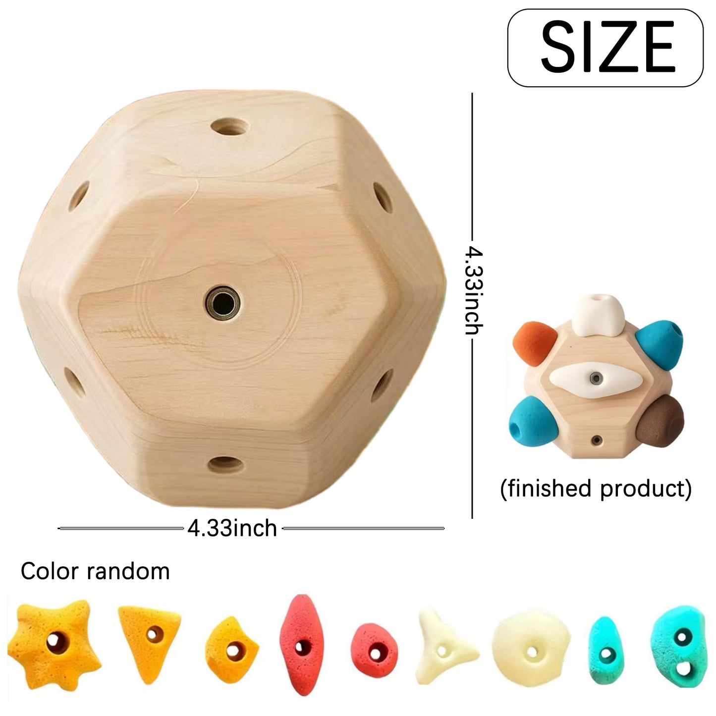 QZAVIRE Handcrafted Boulder Block - Boulder Ball for Hand Climbing, 3D Rock Climbing Training Balls with Holds Build Strength and Precision Unique Rock Climb Gift