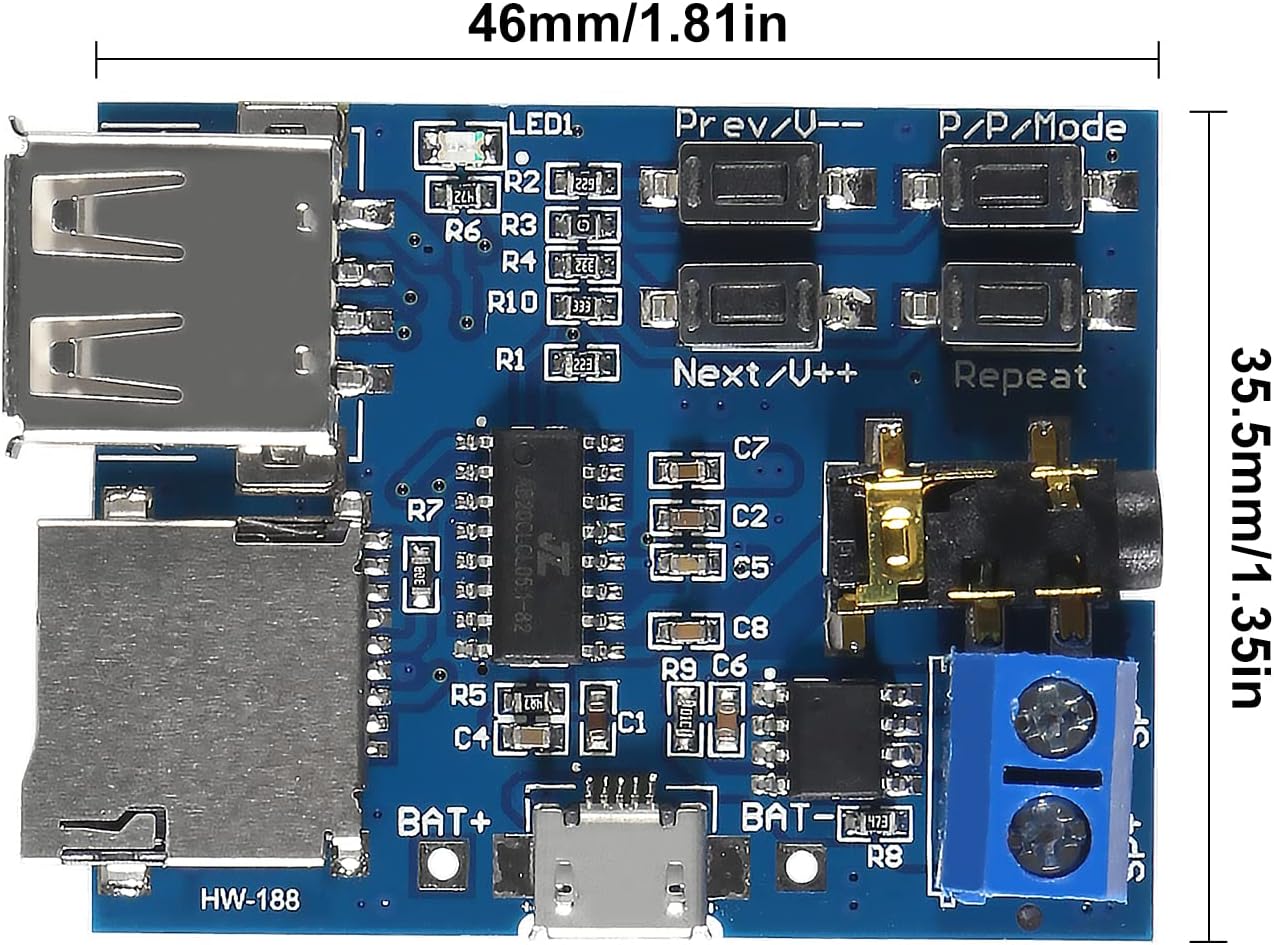 Coliao 8pcs MP3 5V Decoder Player Module TF Card U Disk Play with Audio Amplifier Audio Decoding Player Module Micro
