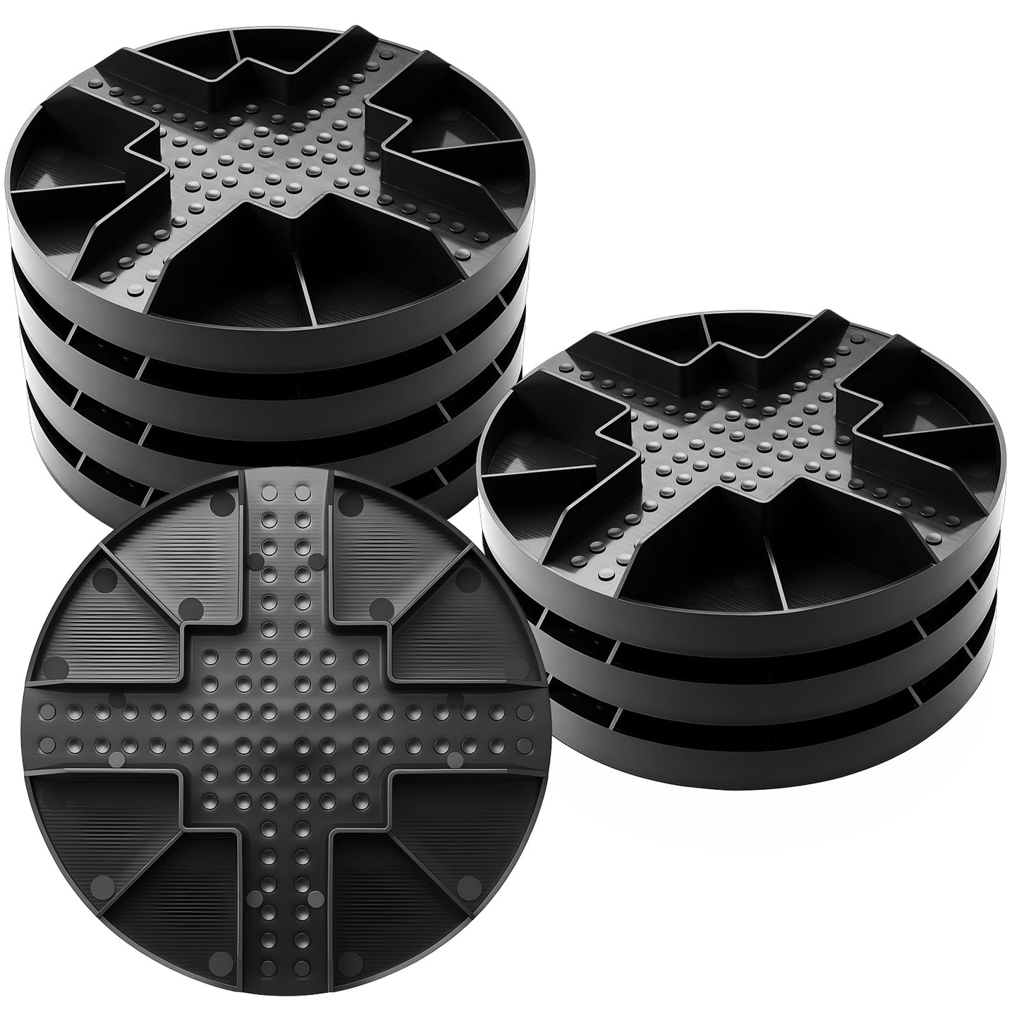 SiliFine 8 Pack 10inch Original Round Heavy Duty Deck Block Foundation Support Base Durable Plastic Deck Support Pedestal Floating Shed Platform Base for Piers, Decks, Post and Beam Construction