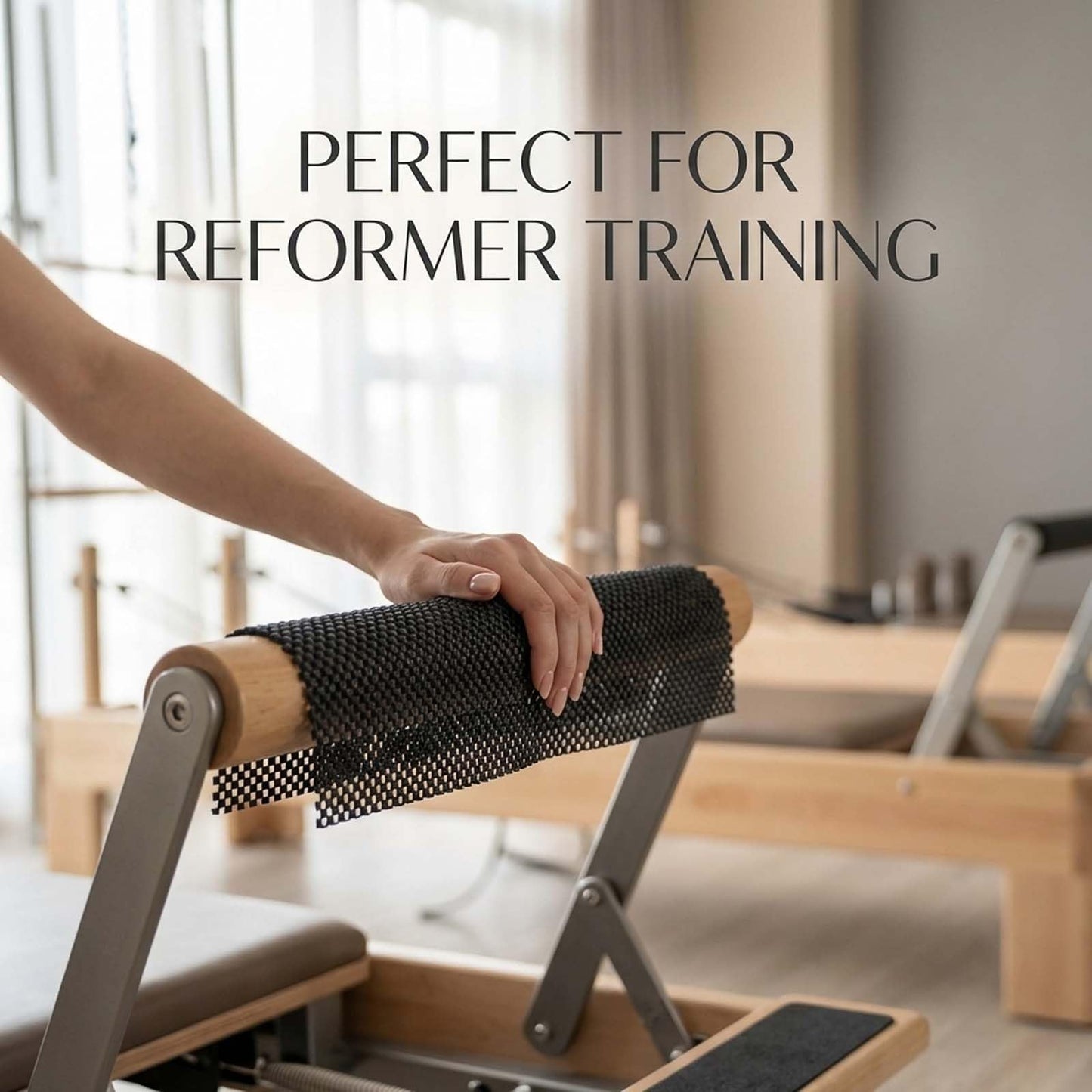 4-Pack Pilates Grip Pads, Non-Slip Hand Workout Mats for Sweaty Hands, Foldable Anti-Slip Training Pads Compatible with Pilates Reformer, Barre & Home Gym Fitness Equipment