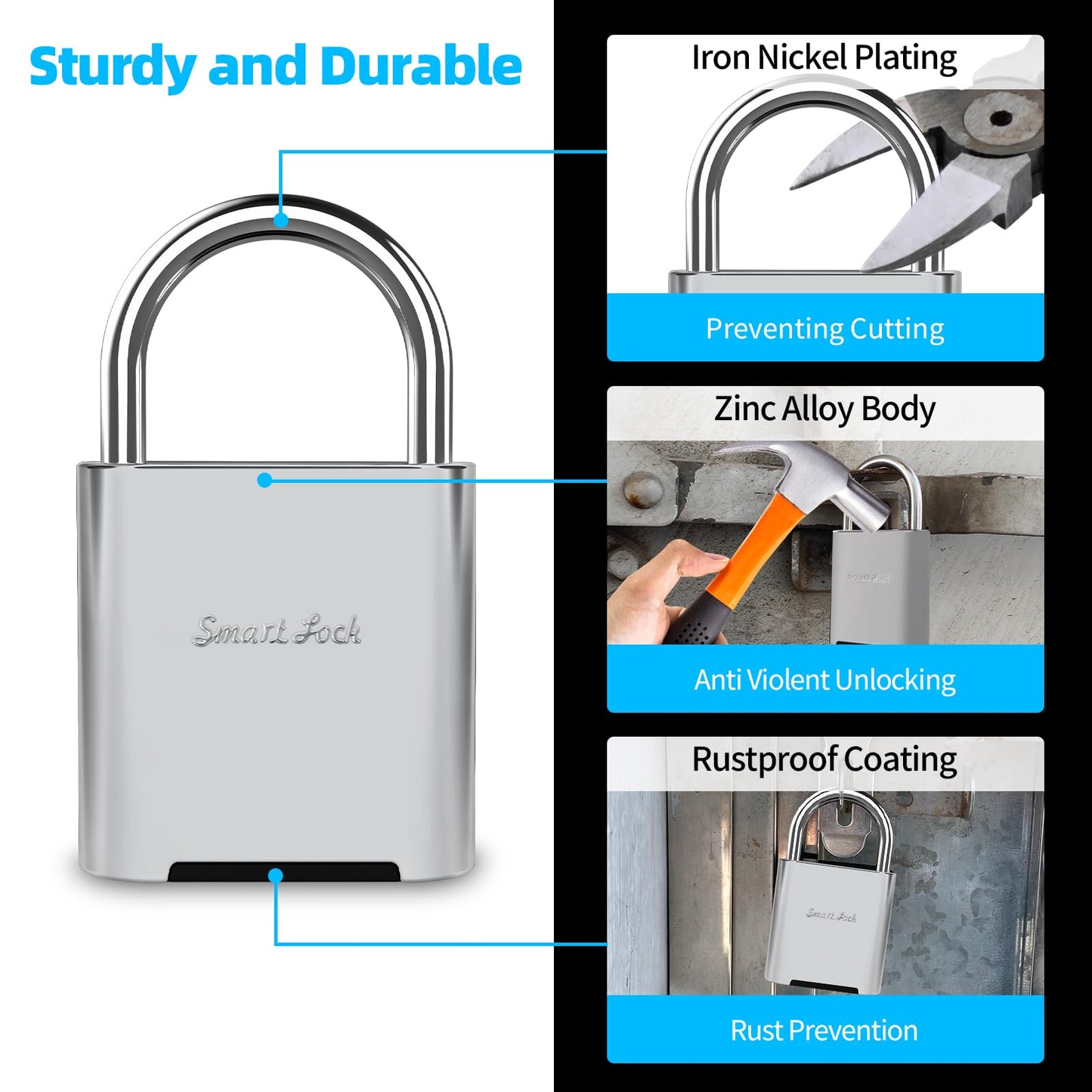KENRONE Fingerprint Padlock, Biometric Smart Lock, IP66 Waterproof, Rechargeable Zinc Alloy Gym Lock for Athletes, Students, Swimmers & Outdoor Enthusiasts, for School Lockers, Pools & Luggage