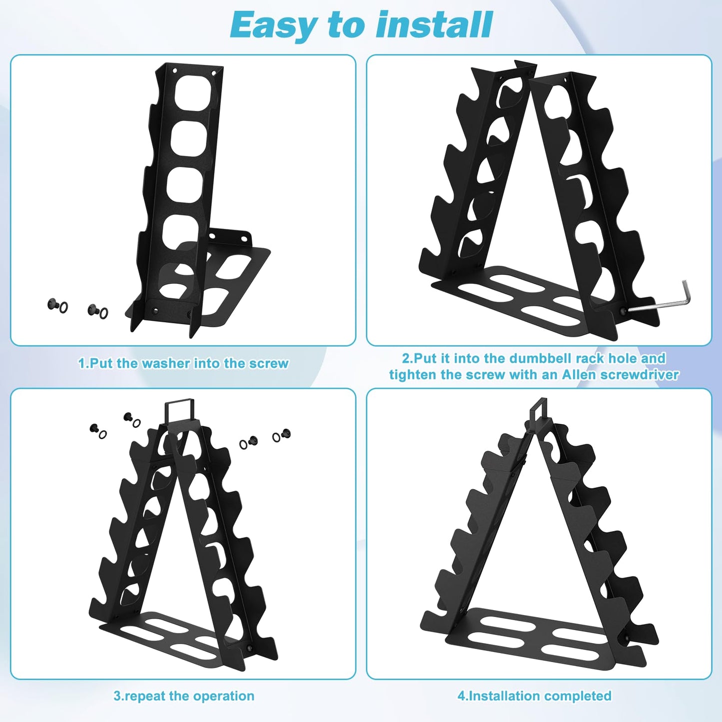Dumbbell Rack 5 tier(Dumbbells not included), A-Frame Metal Dumbbell Holder with Handle, Multilevel Weight Storage Organizer for Dumbbells, Tree Shape Compact Weight Rack/Holder(Black)