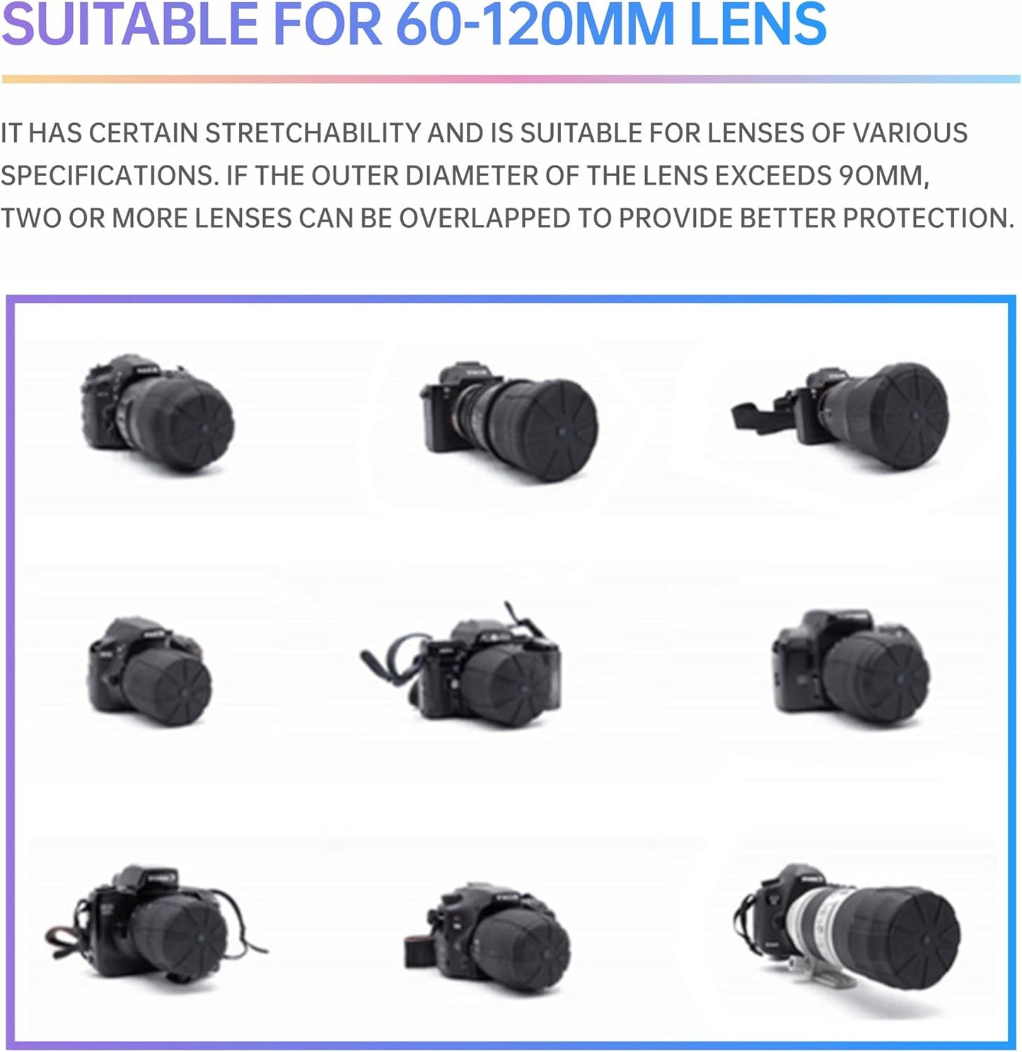 TONHOKJ 60120mm 3 Universal Camera Lens Cover for DSLR & Mirrorless Cameras, Flexible Front Lens Protector, Dustproof