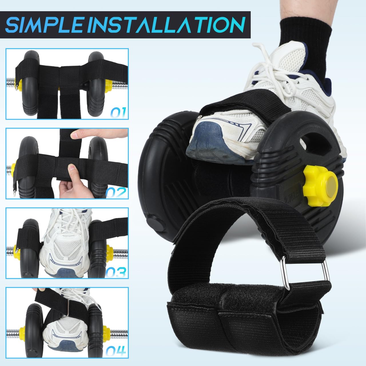 BESPORTBLE Feet Dumbbell Attachment 1 Pair Adjustable Ankle Weights Strap for Leg Extensions Hamstring Curls Hip Flexor Glute Kickbacks Home Gym Workout Gear