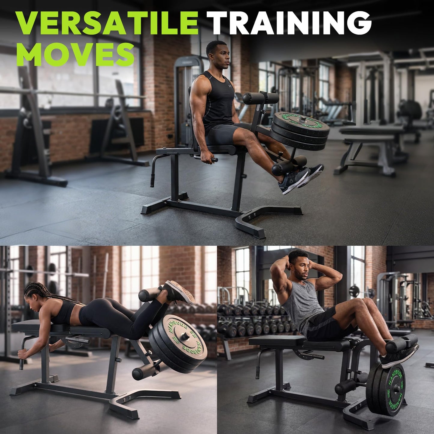 HANDBODE Leg Extension and Curl Machine, Adjustable Leg Curl Machine, Seated Leg Extension and Lying Curl Machine for Lower Body Workouts, Leg Workout Equipment Fit Weight Plate Set