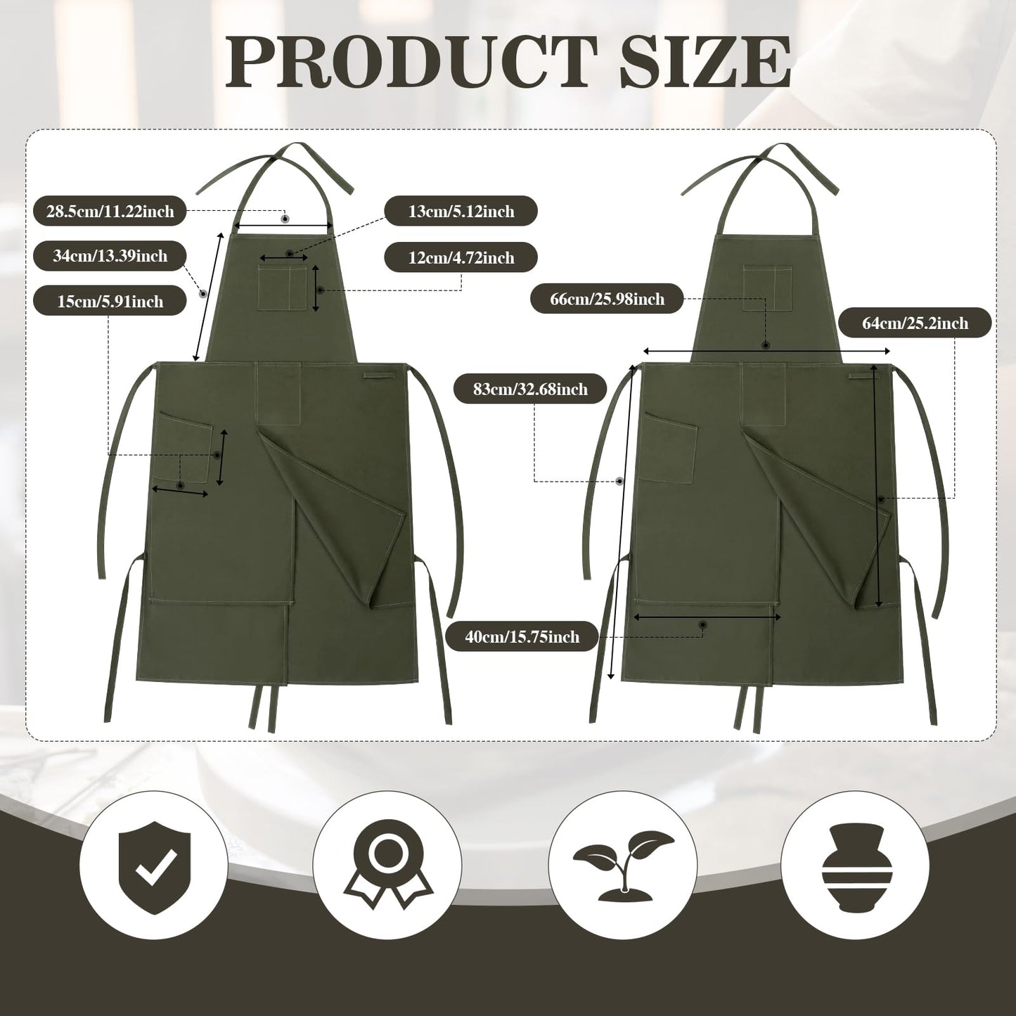 Jeyiour Split Leg Pottery Apron, 2 Layer DIY Ceramic Apron with Convertible Pants, Large Pockets Towel Loop Smock for Unisex(Green)