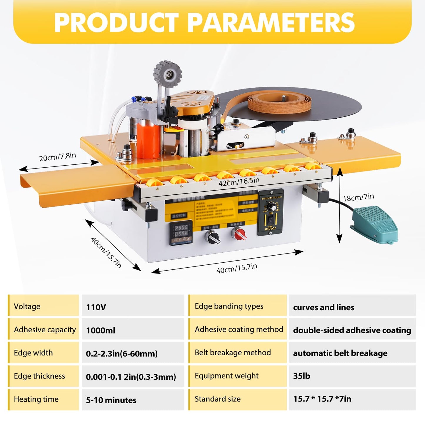 YUCHENGTECH Edge Bander Banding Machine Automatic Tape Breaking Portable Edge Banding Machine Curve Straight Edge Bander With Microcomputer Intelligent Temperature Control (110, Volts (AC))