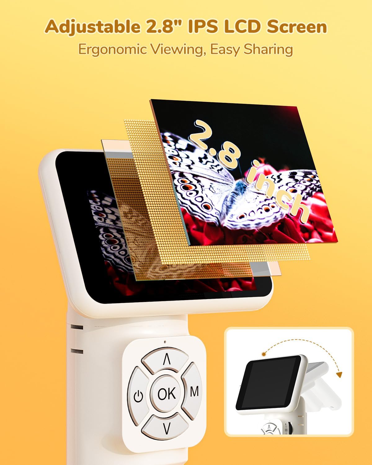 JOYALENS JL113 2.8" 1080P 8 32GB Microscope for Kids Adults with IPS Screen, Handheld Digital Microscope Camera