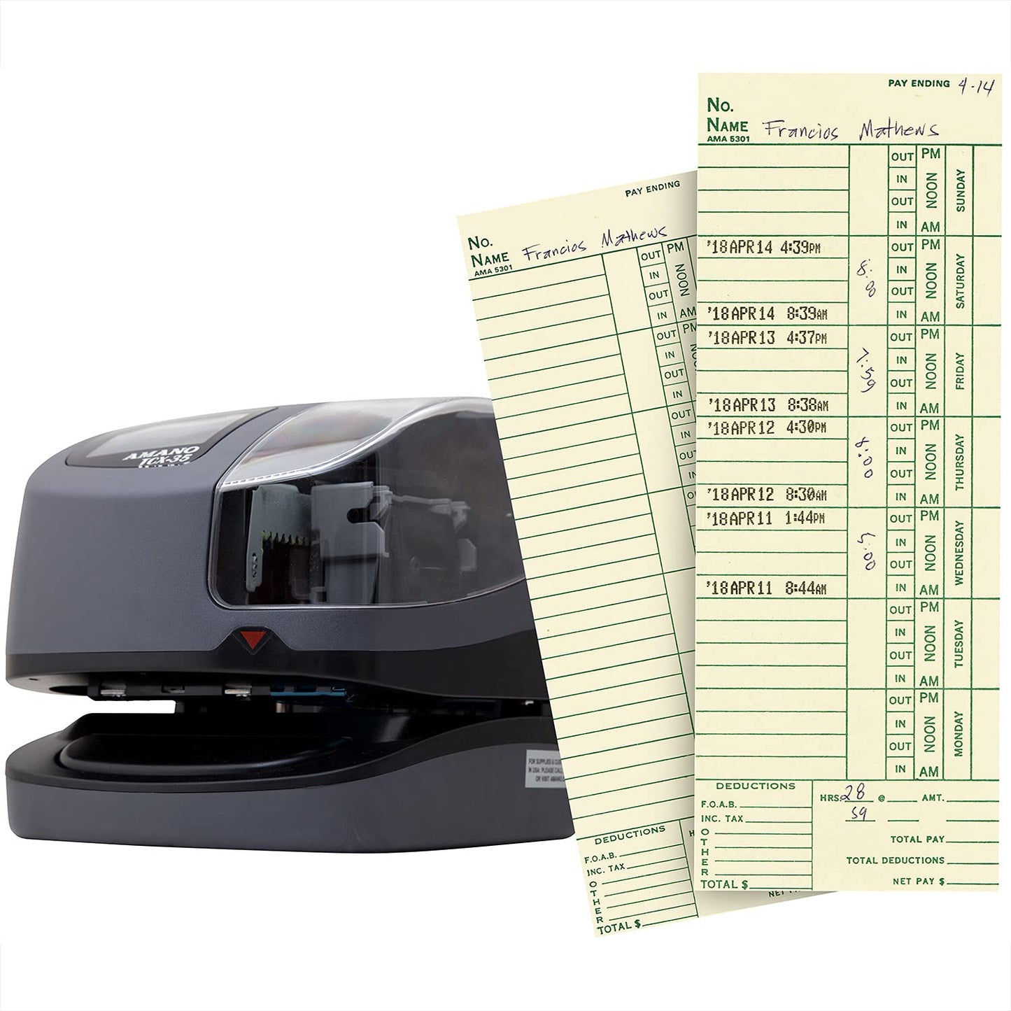 AMANO TCX-35 Time Clock for Employees, Electronic Punch Clock for Small Business, Made in USA (Individual Unit)