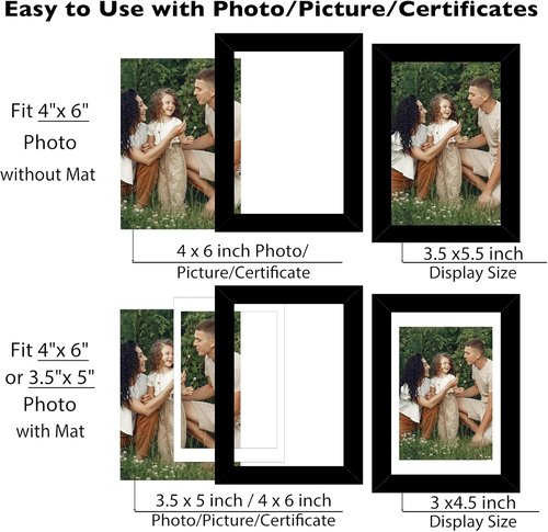 JCJMY 18-Pack 4x6 Picture Frames - Black Gallery Wall Frame Set for Tabletop & Wall Decor