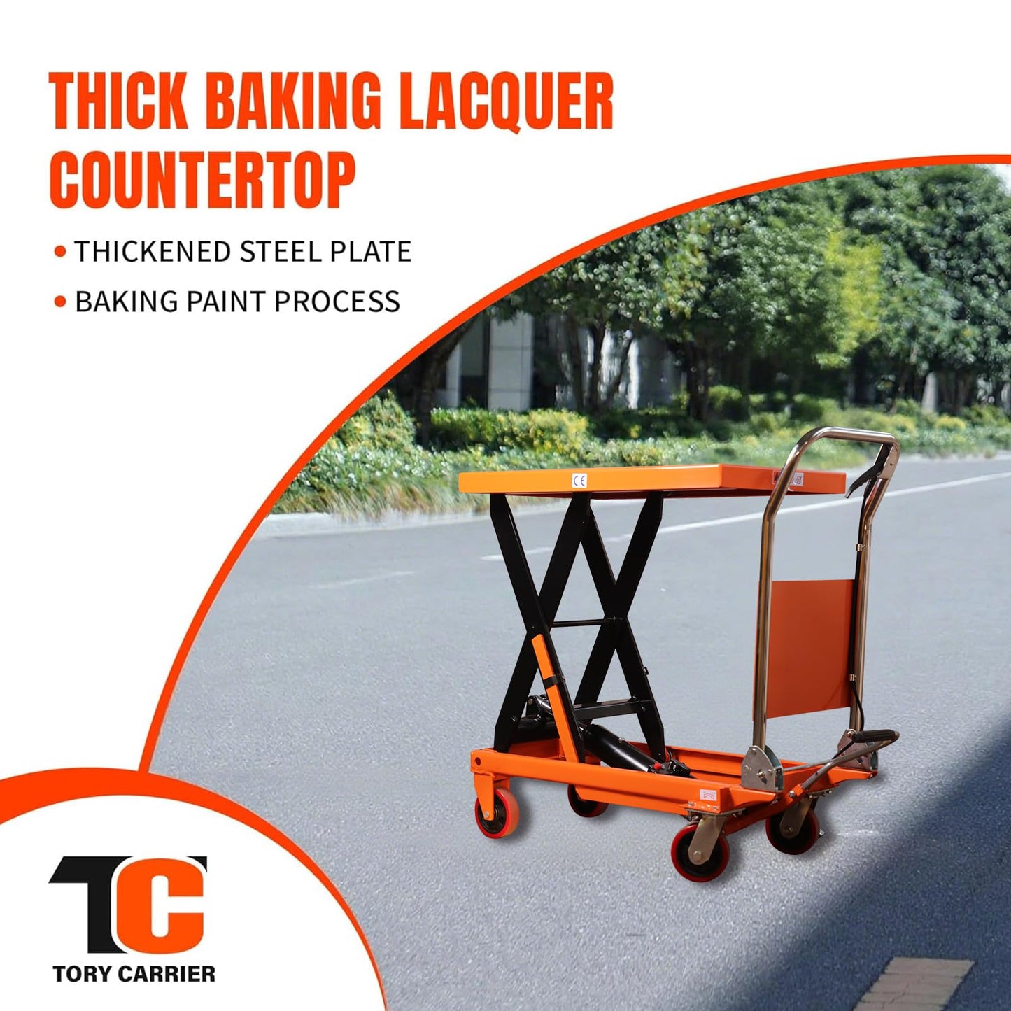 Tory Carrier Lift Table Cart 660 LBS Capacity 35.4" Lifting Height, Foldable Hydraulic Scissor Cart, Manual Platform Carts, 4 Wheels and Foot Pump, Elevating Hydraulic Cart for Transportation