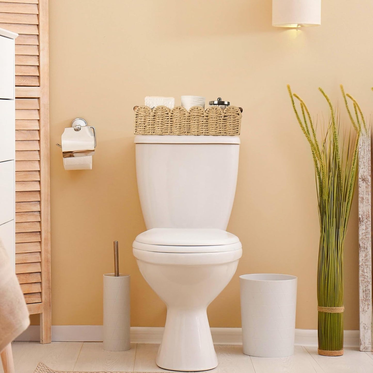 Regine Switzerland Toilet Paper Storage Basket - Stylish Wicker Organizer for Bathroom & Kitchen - Beige