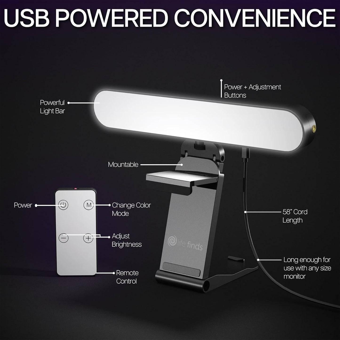 Life Finds LF-WL1 Webcam Light for Streaming on Monitor or Laptop, Freestanding Video Conference Lighting, Black