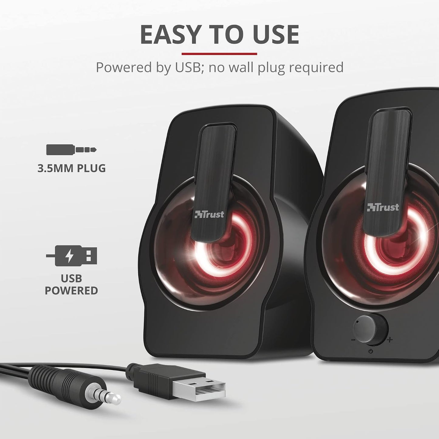 Trust 2.0 12 Gemi RGB LED PC Speakers for Computer and Laptop, W, USB Powered, Illuminated - Black