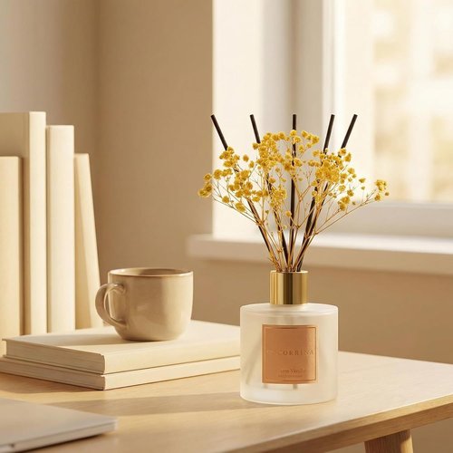 Cocorrína Reed Diffuser - Warm Vanilla Scented Home Fragrance | 8 Sticks for Elegant Bathroom Decor