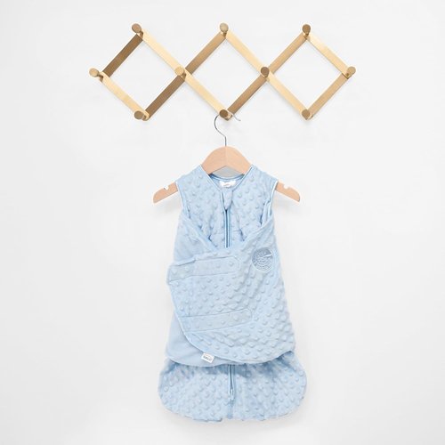 HALO Sleepsack Swaddle - 3-Way Adjustable Blanket for Comfort | TOG 3.0, Blue Plush Dots, Small (3-6 Months)