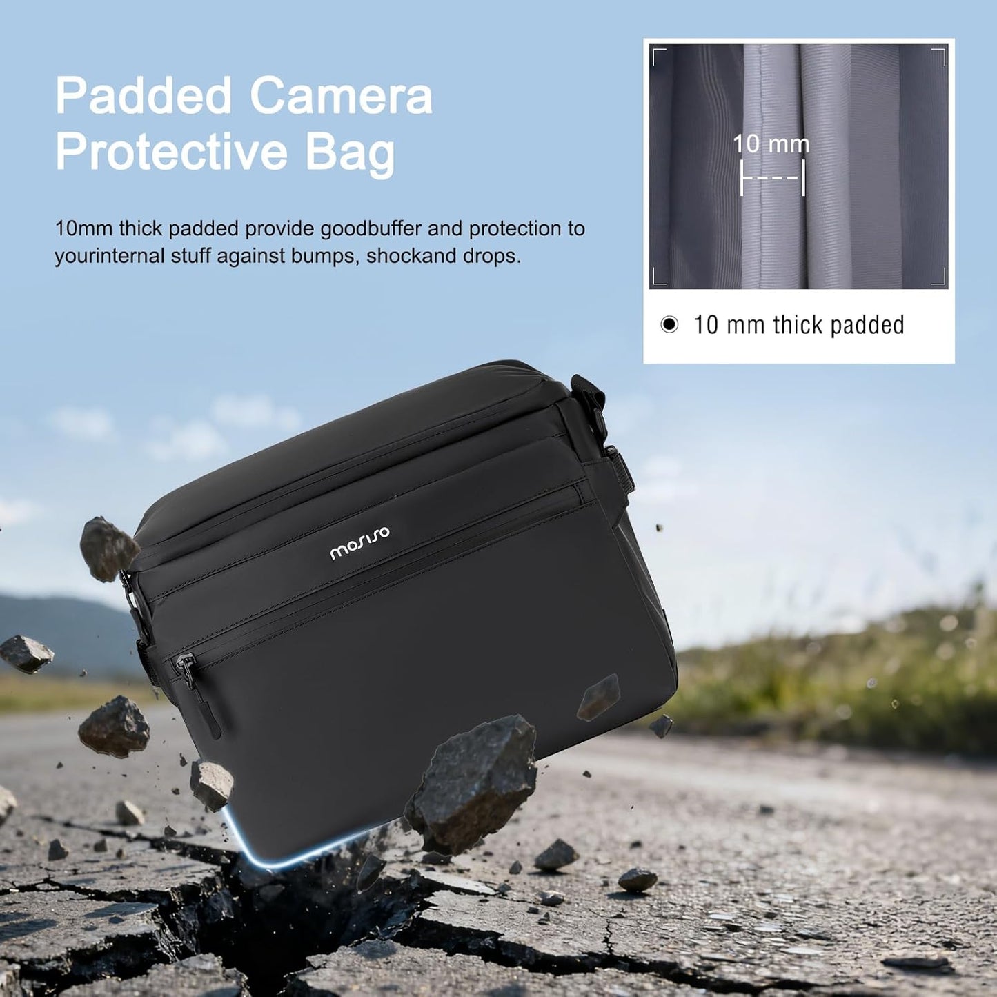 MOSISO Camera Bag, Photography Shoulder Messenger Bag for DSLR/SLR/Mirrorless Cameras, Waterproof Crossbody Camera Case