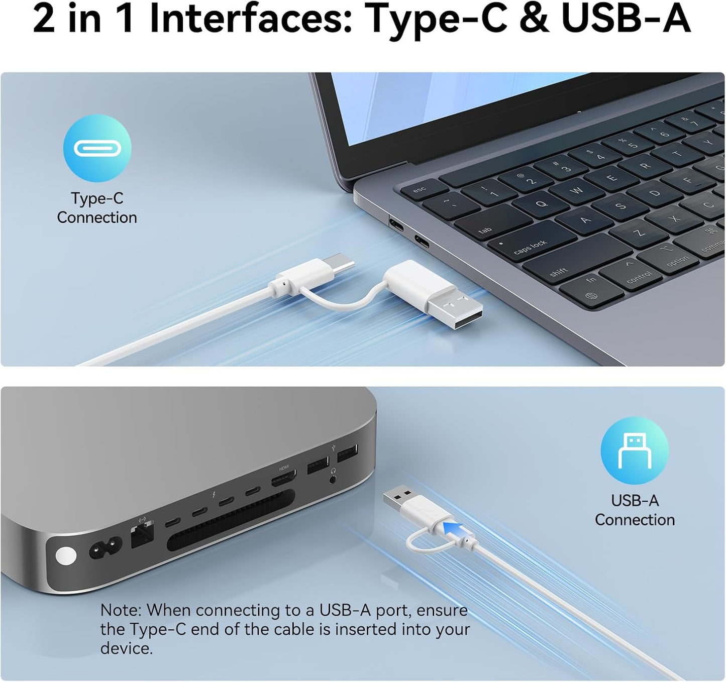 TECKNET Set USB Wired Keyboard and Mouse for Mac, Dual Interface(Type-C and USB A), Ergonomic Slim Keyboard Compatible