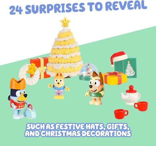 Bluey Advent Calendar | 24 Days of Surprises for Kids | Includes Toys, Stickers & Mini Christmas Tree