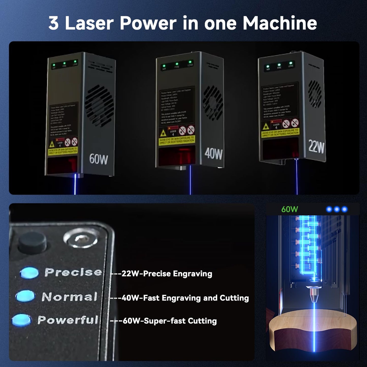 Creality Falcon2 Pro 60W Laser Engraver, Enclosed Laser Cutter with Air Assist, 3-in-1 Laser Module, HD Camera Positioning, Auto Fan, Class 1 Safety Laser Engravering Machine for Wood and Metal