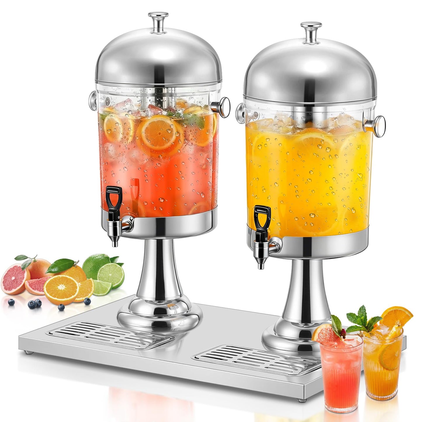 Beverage Dispenser for Parties 4.5 Gallon, Stainless Steel Drink Dispenser with Stand, Commercial Hot & Cold Juice Dispenser, Ice Core & Drip Trays for Beer, Lemonade Ideal for Parties Buffet Home Bar