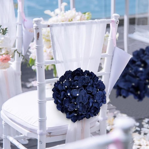 Hydrangea Flower Balls - 12 PCS Artificial Floral Arrangements, 8.27 Inch Silk Kissing Balls for Wedding & Home Decor - Navy Blue