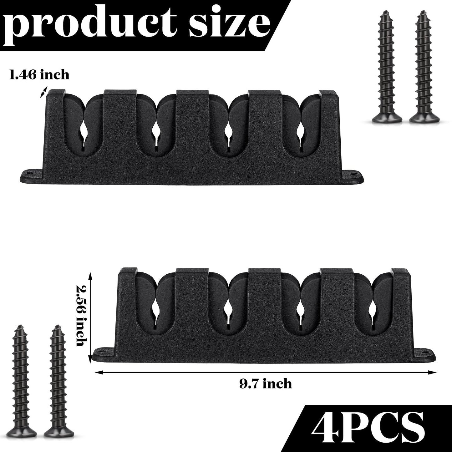 Sratte 4 Pcs Rod Holders for Fishing Boat Wall Mount Fishing Pole Holders 4 Rod Horizontal EVA Foam Garage Rod Rack Summer Boat Accessories for Men Gifts, 9.7 Inch(Black)