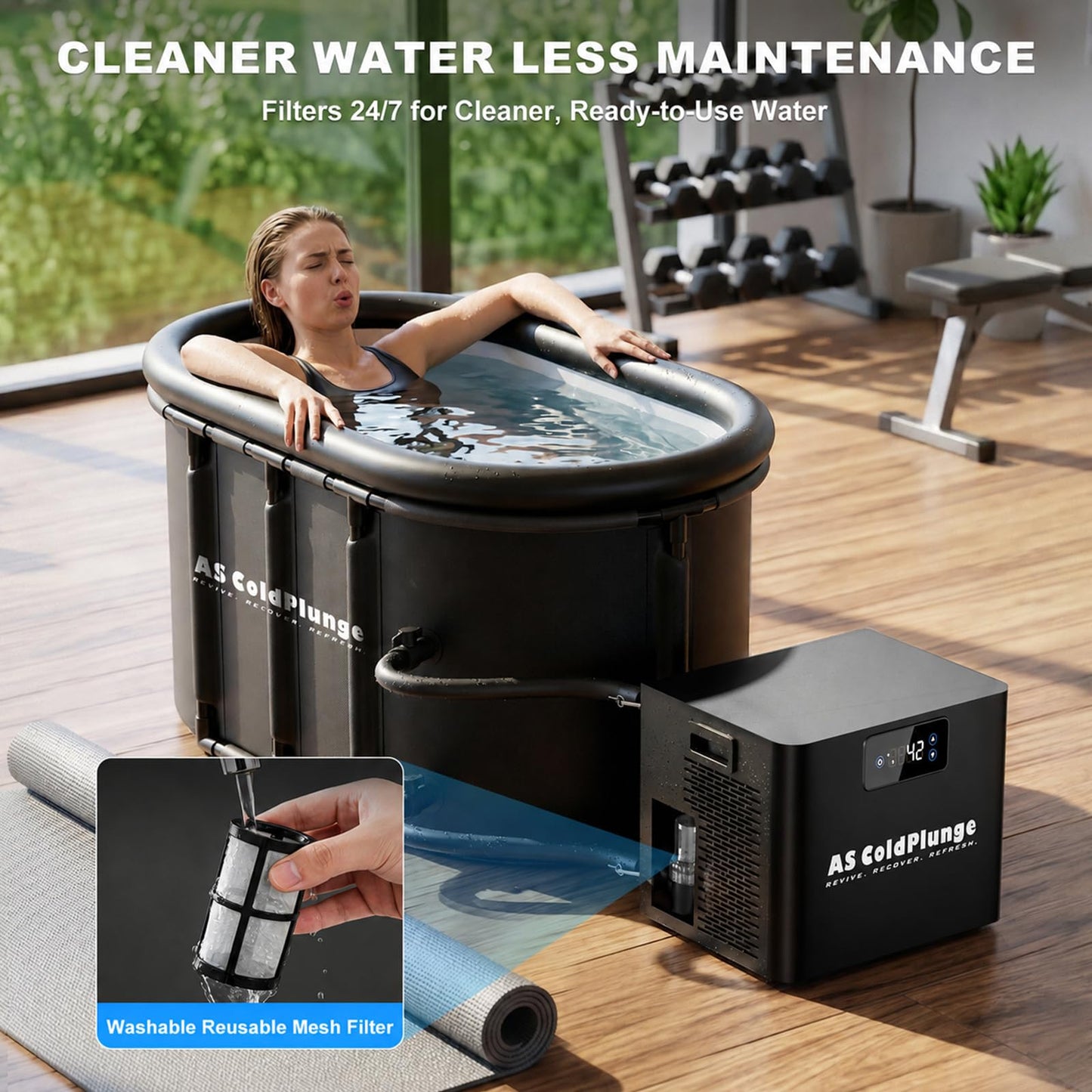 AS ColdPlunge Ice Bath Chiller & Cold Plunge Tub Kit, 1/3HP Cold Plunge Chiller with Built-in Pump & Filter, Upgraded XXL 148Gal Ice Pod, Cold Plunge Tub with Water Chiller for Cold Therapy Recovery