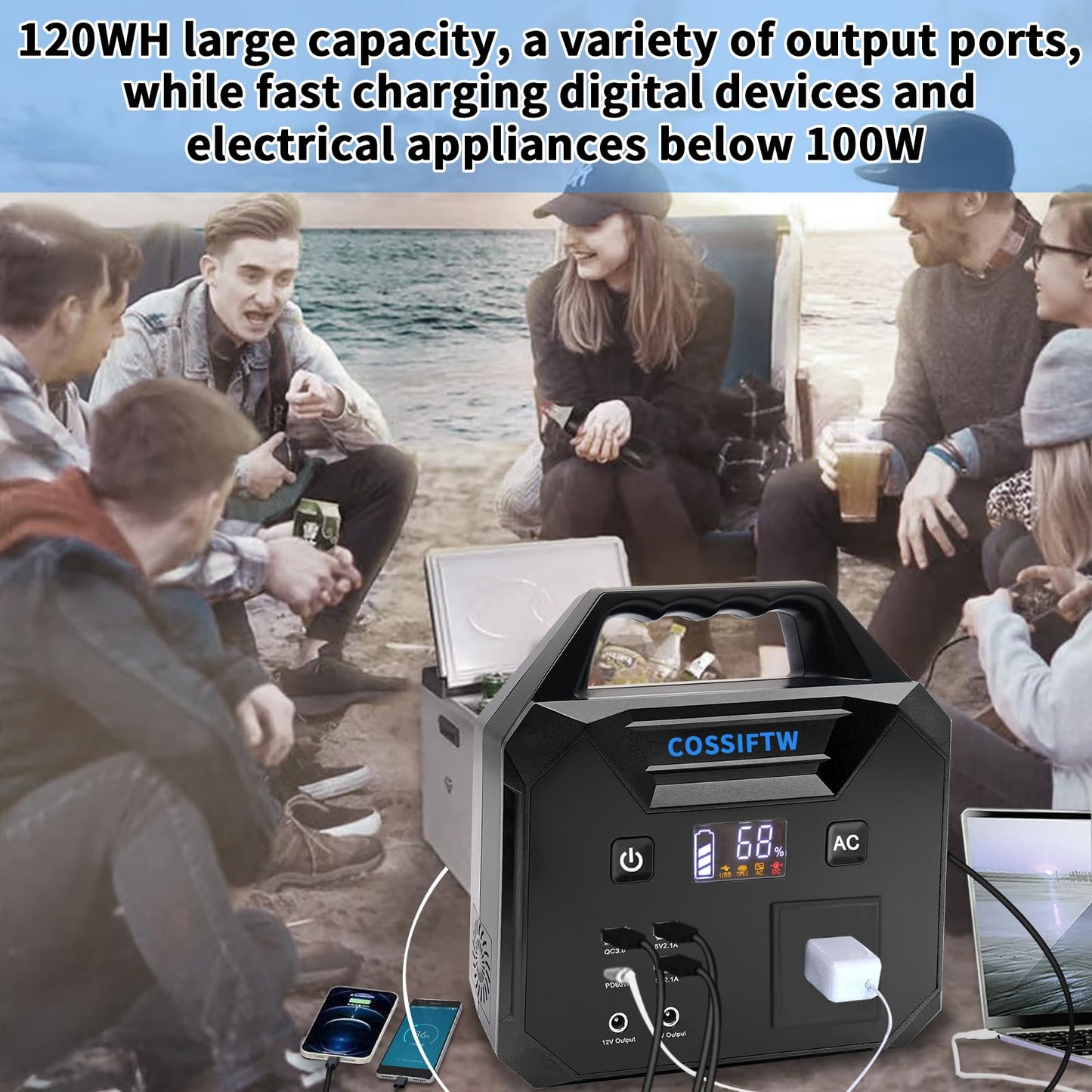COSSIFTW Heavy Duty 10000A Jump Starter - 200W Power Station with AC Socket for Trucks, Motorhomes, Gasoline and 15L Diesel Engines with 130Wh Battery Packs