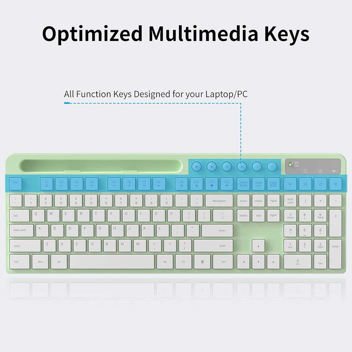 MARVO 2.4G 6 Wireless Keyboard and Mouse Combo, Ergonomic Wireless Computer Keyboard with Phone Tablet Holder, Silent