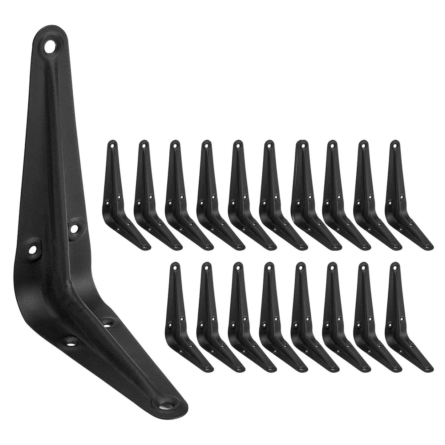 Jorohiker 20 Pack 4 x 3 Inch Heavy Duty Black Metal Floating Shelves Brackets, L Bracket Corner Brace Support, Wall Mount, 60 lbs Capacity Each