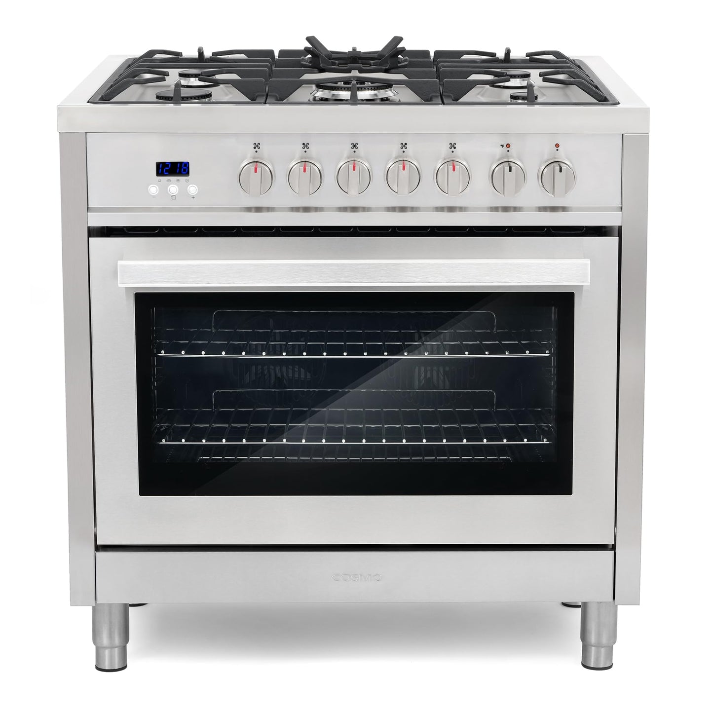 COSMO F965 36 in. Stellar Collection 4.4 cu. ft. Dual Fuel Range, 5 Sealed Burners, 8 Function Convection Oven in Stainless Steel