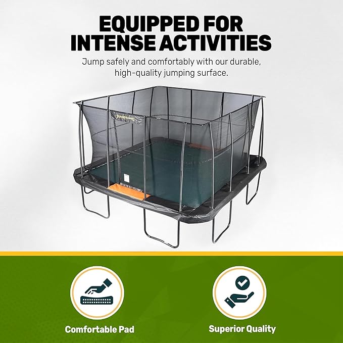 JumpKing Rectangle Trampoline Outdoor with Enclosure, Ladder, and Net, Large Recreational Trampoline for Kids and Adults, ASTM Compliant, Heavy Duty, Weather-Resistant, 1200LBS Capacity