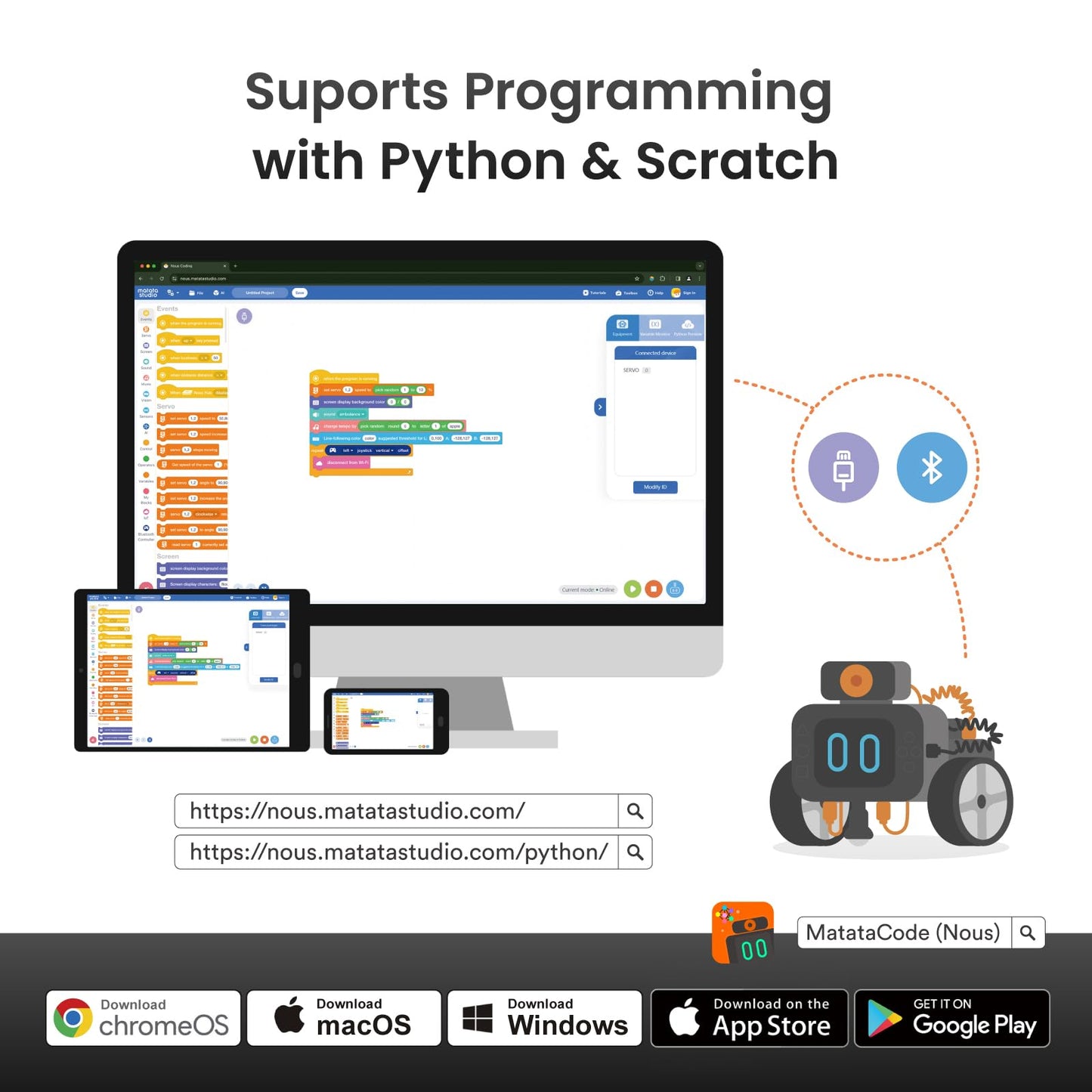MatataStudio Nous AI Robot for Kids Ages 12+, STEM Coding Robot for Boys and Girls with Scratch & Python Programming, Robot Building Kit for Kids to Build Your Own AI Robot