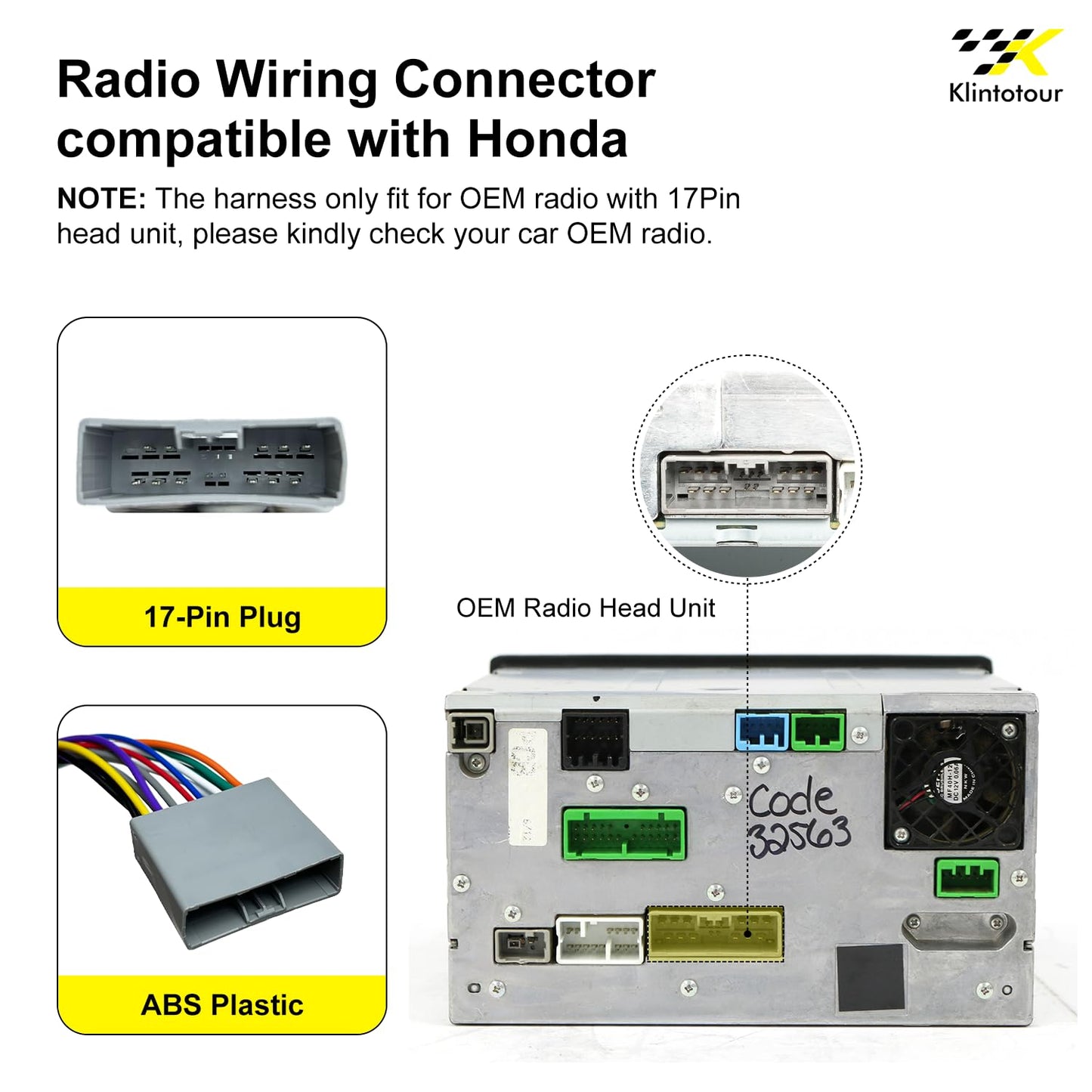 2006-2014, Radio Wiring Harness with Antenna Adapter Compatible with Acura/Honda Stereo Installation Wire Harness Kit