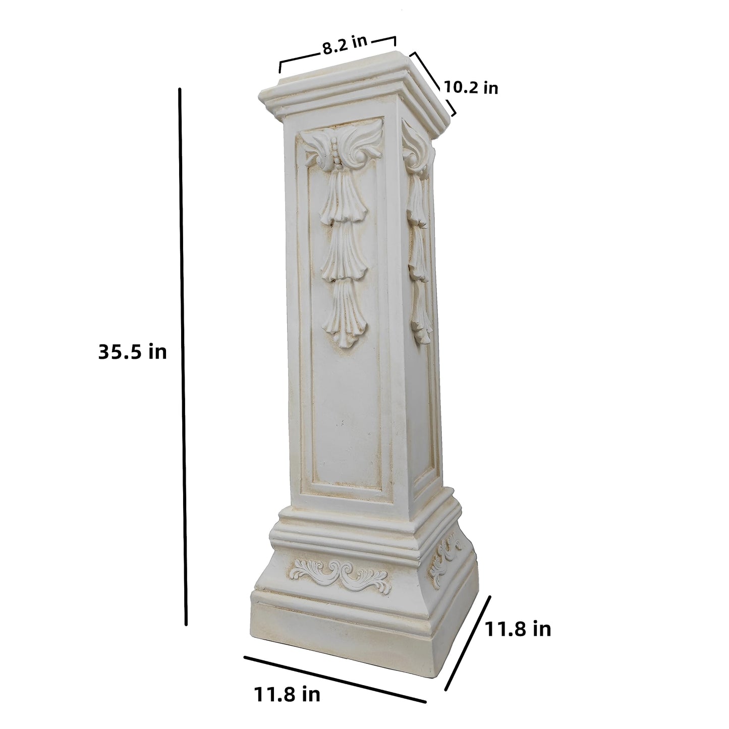 OUTOUR Greek Roman Square Pillar Magnesium Oxide Column with Stand Pedestal Holder Base for Wedding Tables, Indoor/Outdoor Patio and Garden Decor Large Size Pillar 35.8'' High