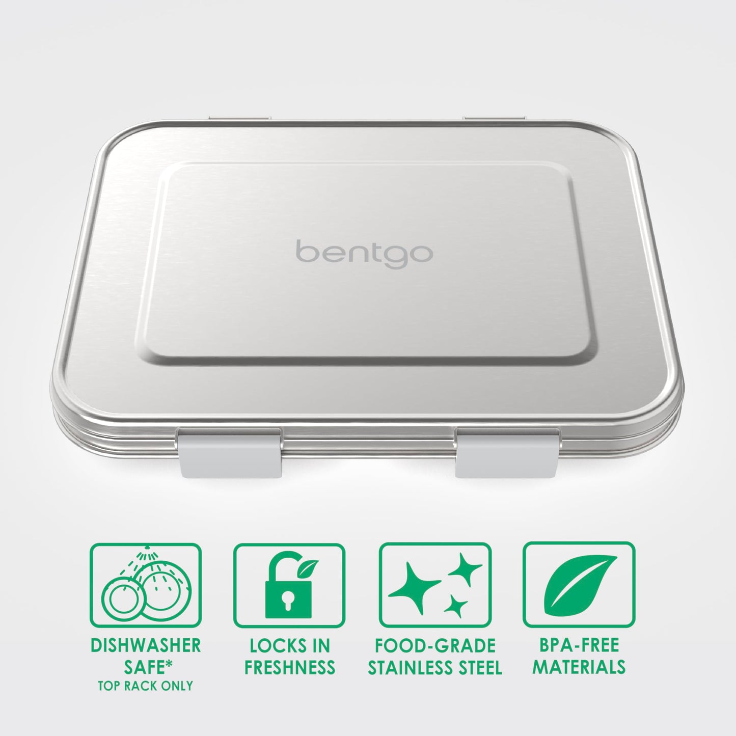 Bentgo Kids Stainless Steel Leak-Resistant Lunch Box - 3-Compartments with Bonus Silicone Container, Durable, Eco-Friendly, Dishwasher Safe, BPA-Free, Ideal for School, Ages 3+ (Silver)