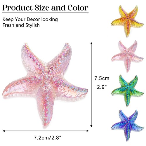 H&D HYALINE & DORA 2.8" Glass Starfish Figurine Handmade Blown Glass Starfish Figurine Tiny Crystal Sea Animals Ornament for Aquarium Decor(Pink)