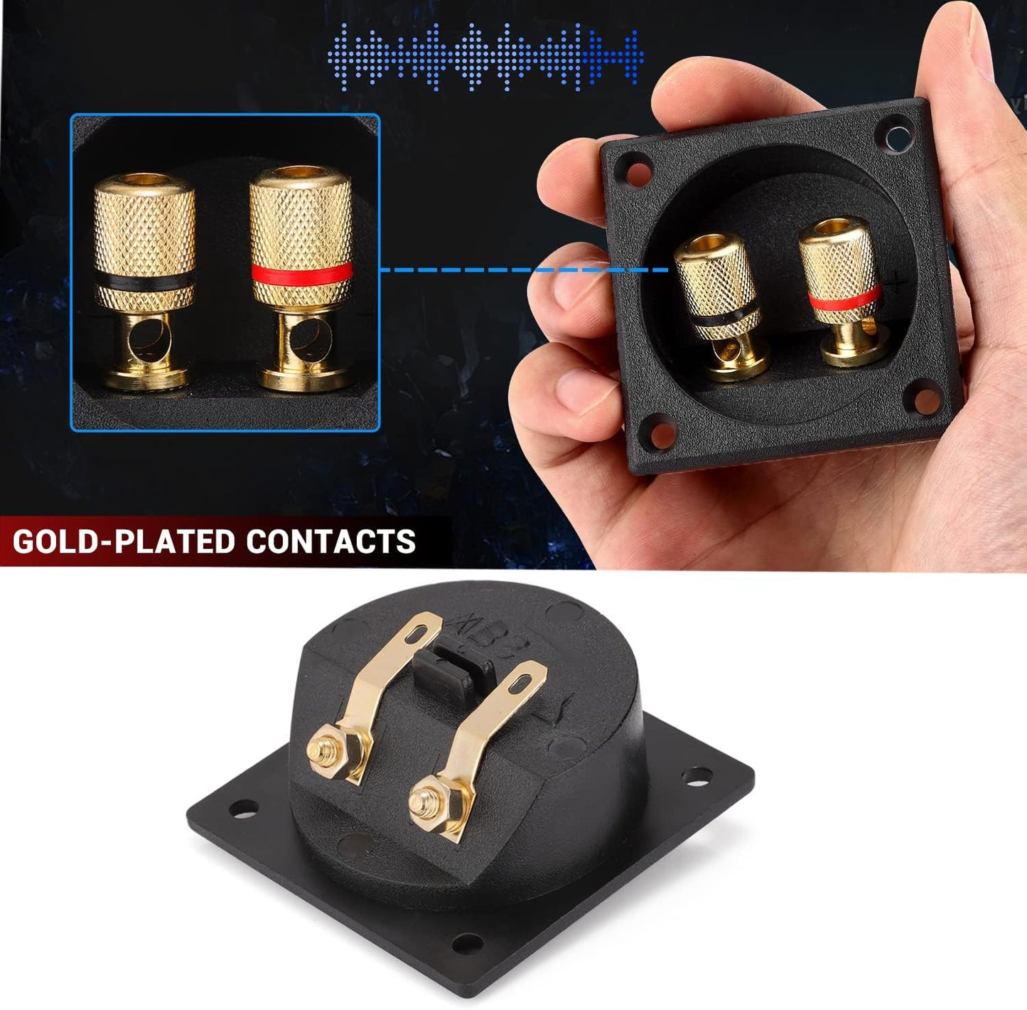 Facmogu 2PCS 2.2 Inch 2-Way Square Speaker Box Terminal Cup with Banana Plugs, Screw Type Binding Post Subwoofer Box
