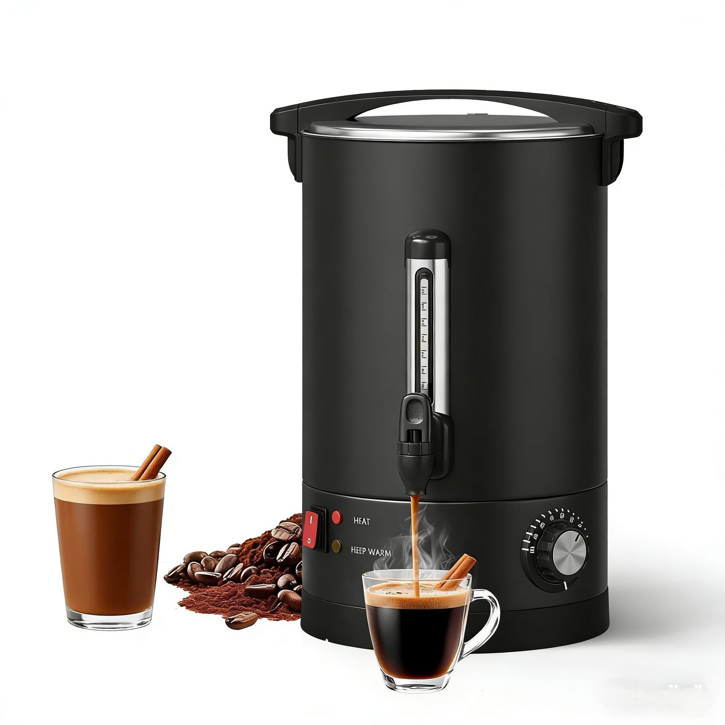 120-Cup Coffee Urn, 18L / 4.8Gal Double Wall Insulation Coffee Dispenser, Stainless Steel Large Hot Beverage Dispenser with Automatic Temperature Control & Faucet Commercial Coffee Urn, Black