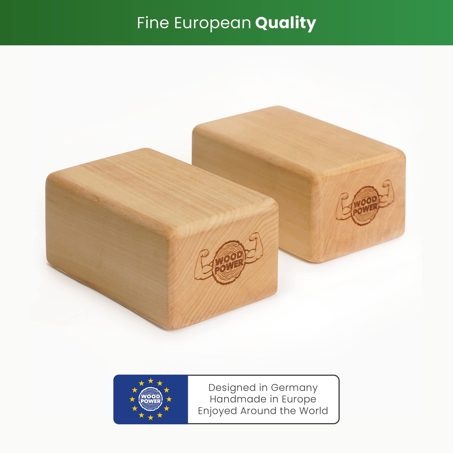 WOODPOWER BalanceBlocks - Handstand Blocks & Yoga Block in One - Bodyweight Training, Gymnastics, Acrobatics, Yoga, Yoga prop and accessory, Lightweight, Good for Travel, Premium European Quality (Pack of 2) (Classic, Flat)