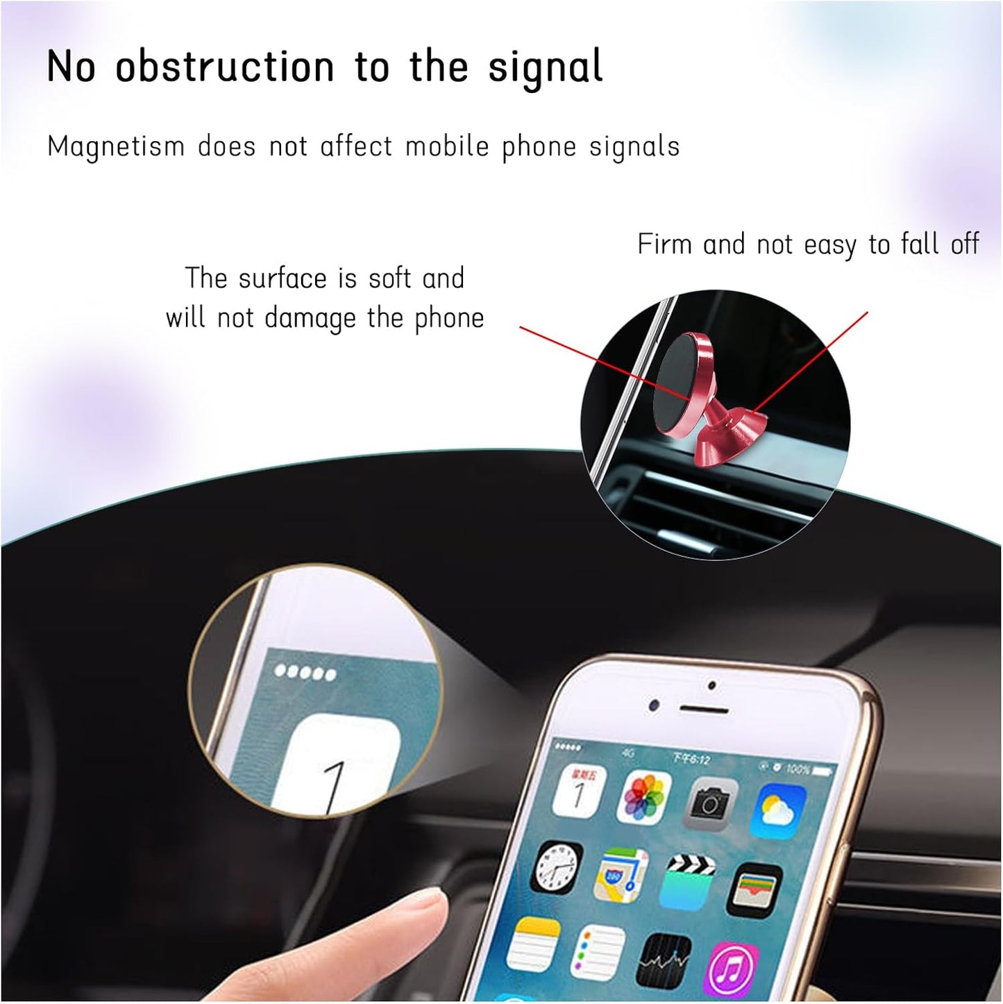 Augeny 360 Car Magnetic Phone Holder, Degree Adjustable Strong Magnet Cell Phone Holder Mount for Auto Dashboard