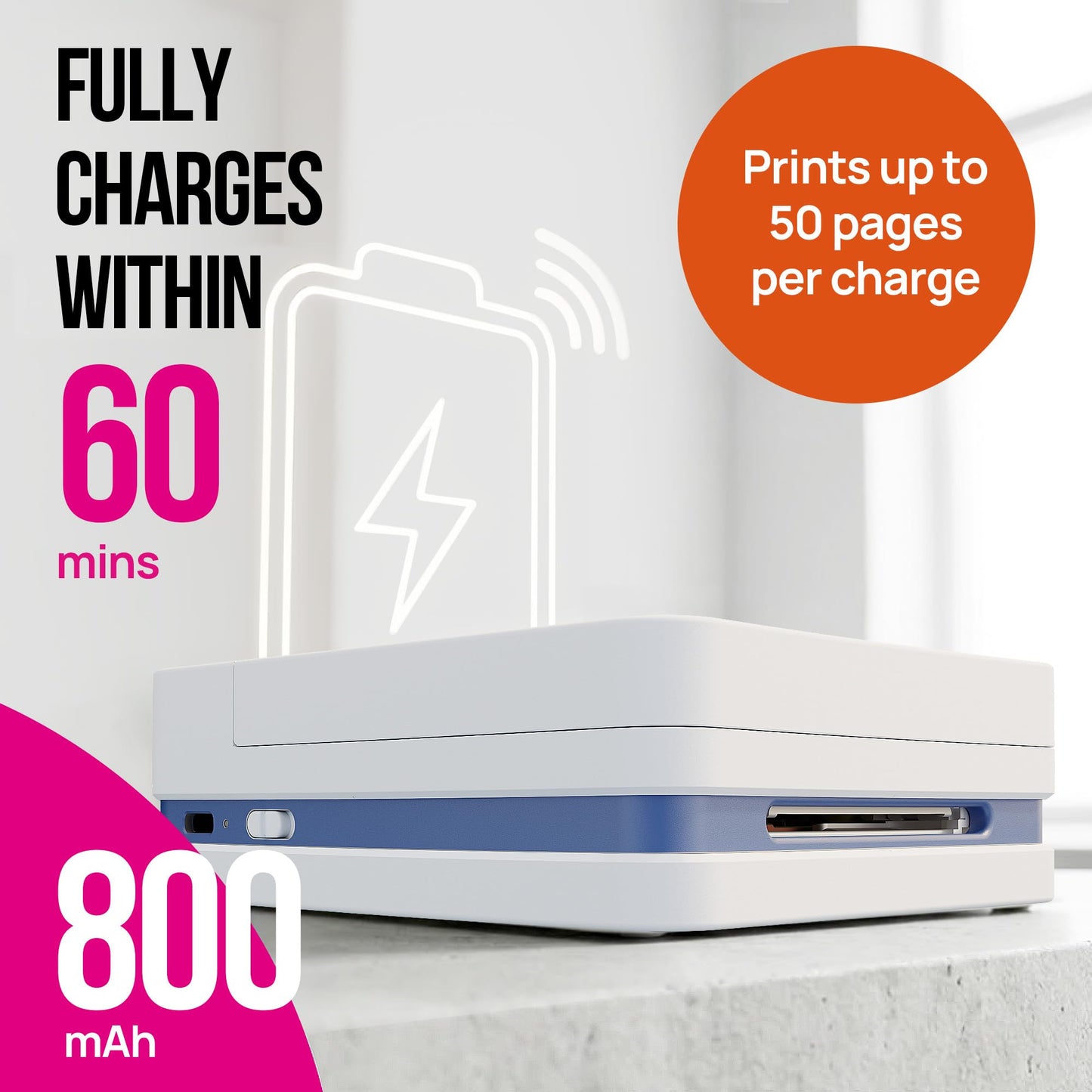 Nelko Photo Printer, 2x3 Portable Wireless Smartphone Printer, PP01 Mini Color Instant Inkjet Printer, Sticky-Back Photos, Bluetooth Compatible with iOS & Android, App Editing, White