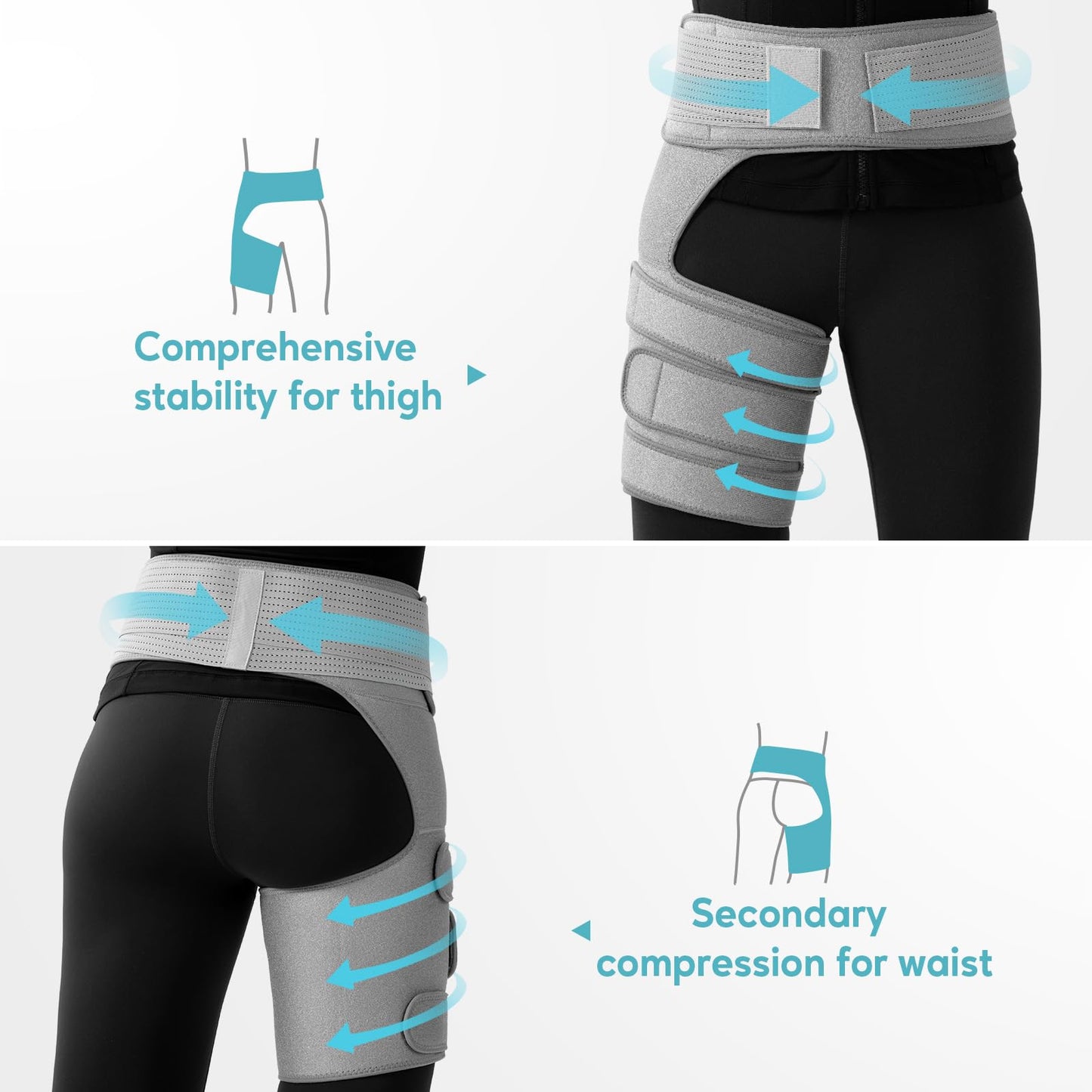 UYU ESENCE Hip Brace for Women & Men, Sciatica Pain Relief Devices,Adjustable Hamstring,Thigh,Groin Compression Sleeve for Sciatica Nerve Relief,Hip Flexor Compression Wrap,Sciatic Nerve Brace