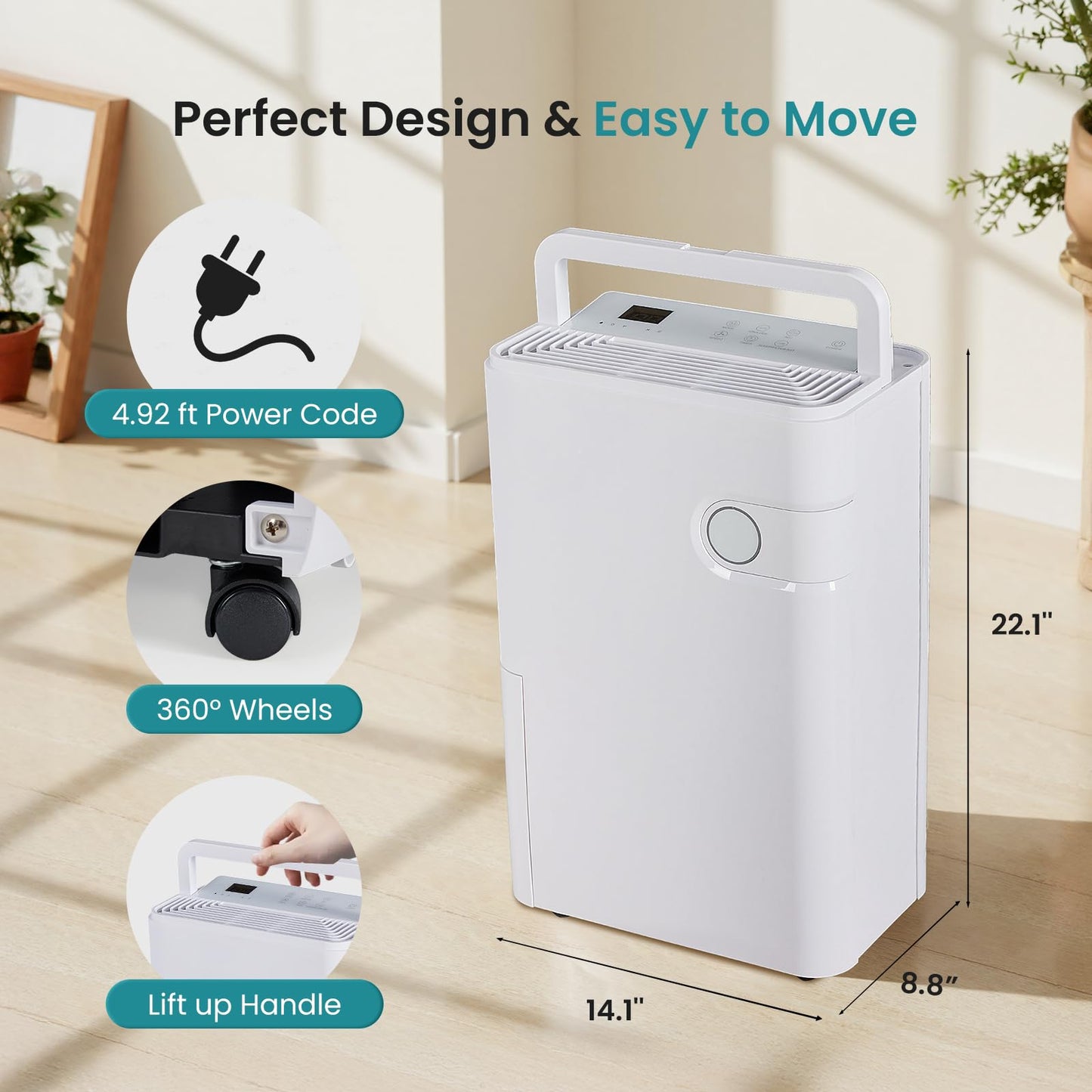 OLIXIS 80Pints Dehumidifier with Drain Hose, Most Efficient Energy Star, 5,500 Sq.Ft Dehumidifier for Basement, 5L Tank, Smart Humidity Ring, Ideal Humidity Remover for Home, Bedroom & Bathroom