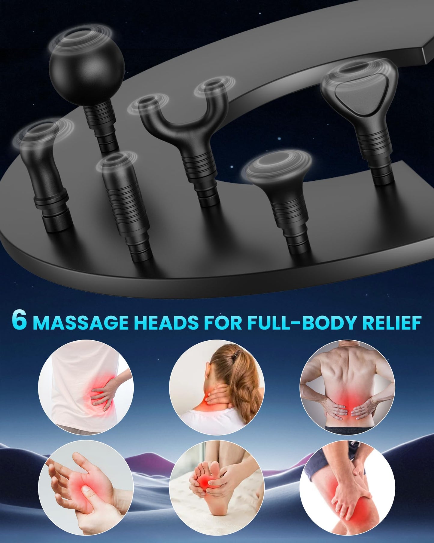 CAMEFER Massage Gun Deep Tissue, Portable Percussion Electric Muscle Massager for Pain Relief, Handheld Massagers with 30 Speeds & 6 Attachments for Back and Neck, Gifts for Men Women