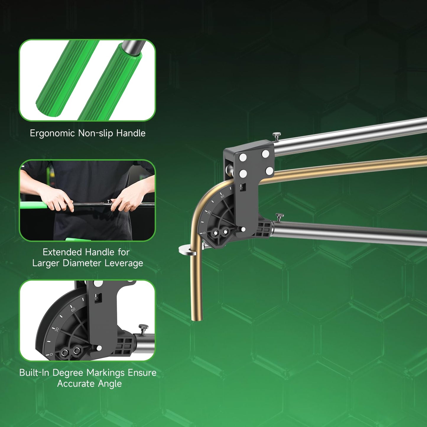 WIPCOOL 4-in-1 Professional 90° Tube Bender with Interchangeable Heads – 1/2", 5/8", 3/4", 7/8" O.D., Detachable Manual Pipe Bender for HVAC & Refrigeration Installation