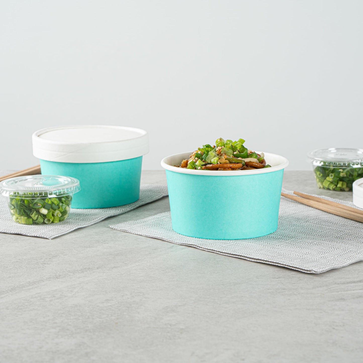Restaurantware Coppetta 8 Ounce Dessert Cups, 200 Disposable Ice Cream Cups - Lids Sold Separately, Sturdy, Turquoise Paper FroYo Bowls, Striped, For Hot And Cold Foods, Perfect For Gelato